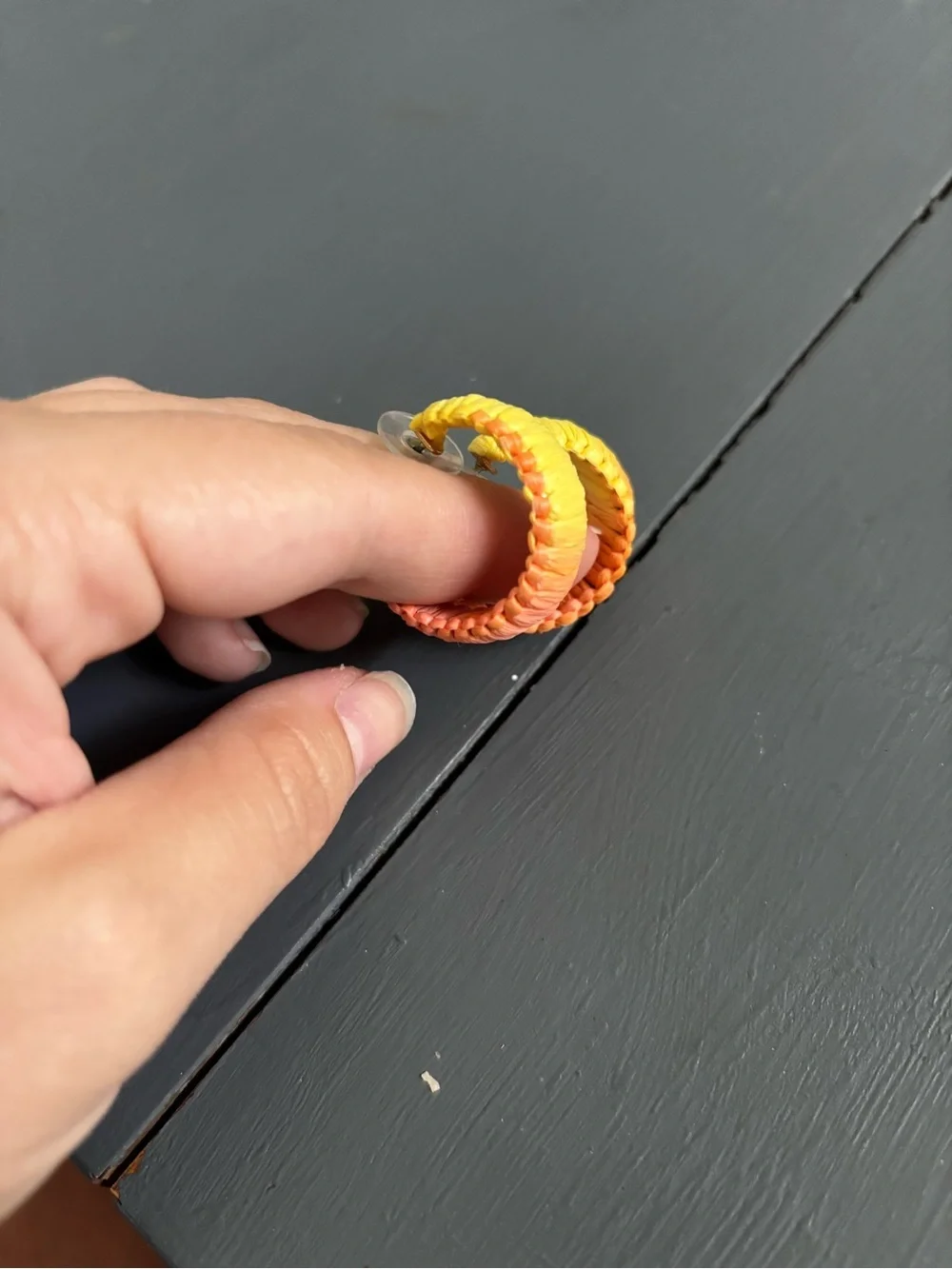 J. Crew Orange and Yellow Woven Hoop Earrings